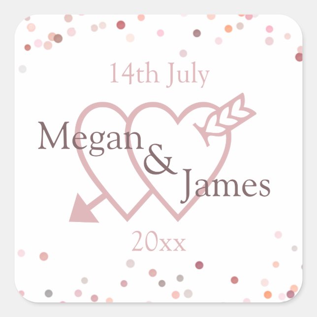 Pink Confetti Circles Quadratischer Aufkleber (Vorderseite)