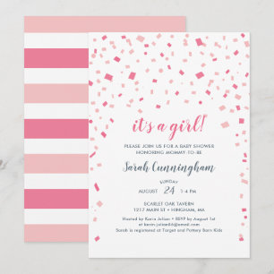Pink Confetti Es ist eine Girl Baby Dusche Einladung