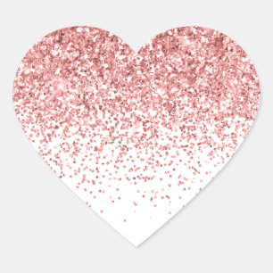 Pink Confetti Glitzy Glam Sparkle Glitzer Herz-Aufkleber