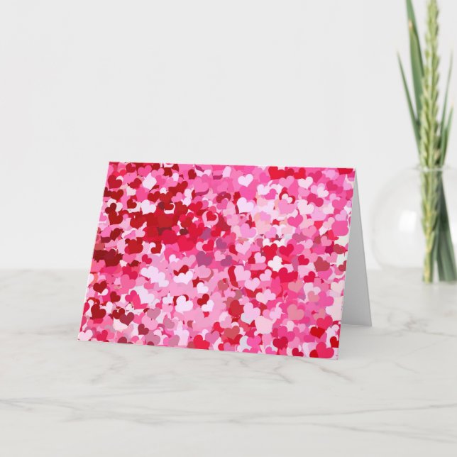 Pink Confetti Hearts Feiertagskarte (Vorderseite)