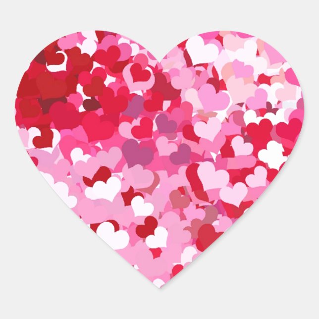 Pink Confetti Hearts Herz-Aufkleber (Vorderseite)