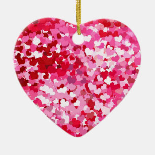 Pink Confetti Hearts Keramikornament