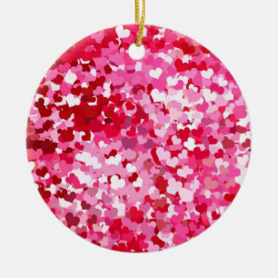 Pink Confetti Hearts Keramikornament