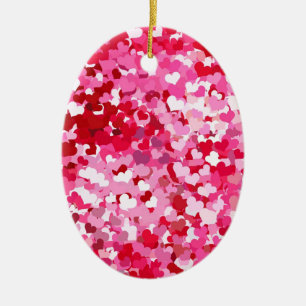Pink Confetti Hearts Keramikornament