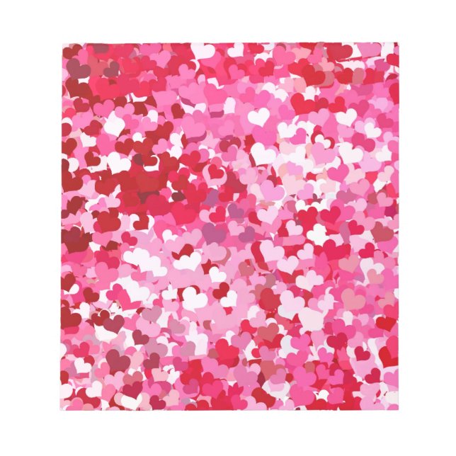 Pink Confetti Hearts Notizblock (Vorderseite)
