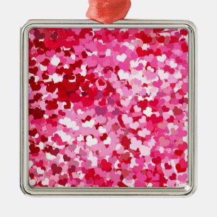 Pink Confetti Hearts Ornament Aus Metall