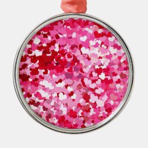 Pink Confetti Hearts Ornament Aus Metall