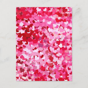 Pink Confetti Hearts Postkarte
