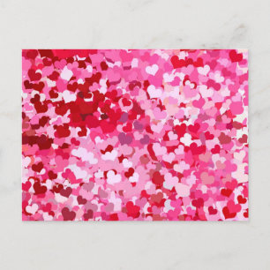 Pink Confetti Hearts Postkarte