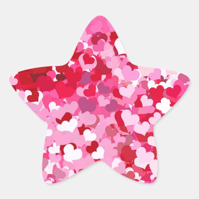 Pink Confetti Hearts Stern-Aufkleber (Vorderseite)