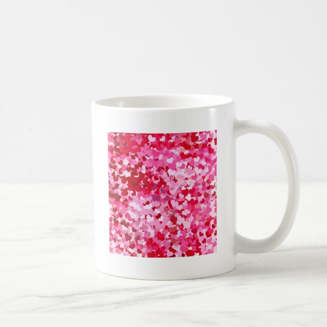 Pink Confetti Hearts Tasse (Rechts)