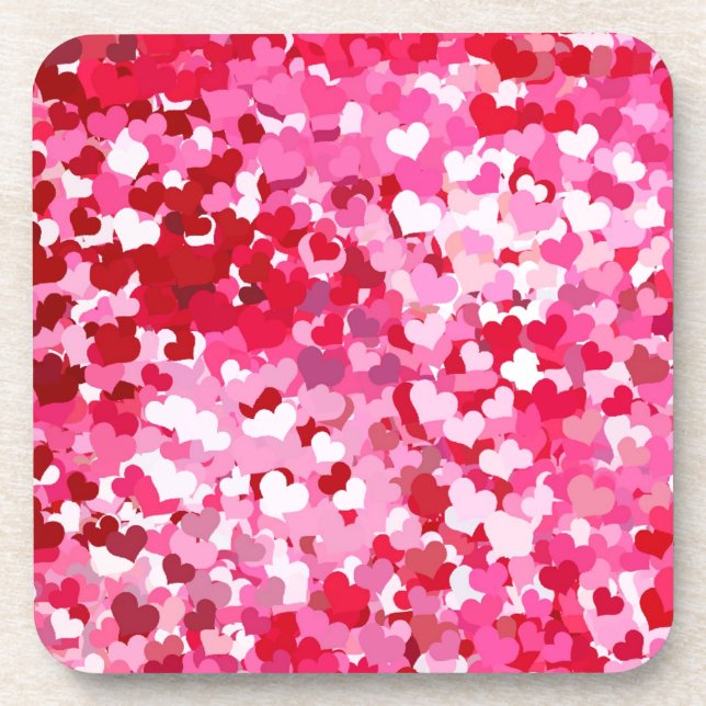 Pink Confetti Hearts Untersetzer (Vorderseite)