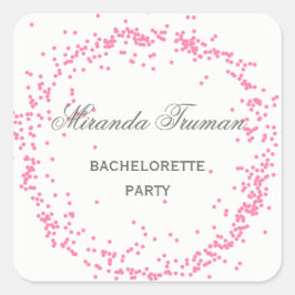 Pink Confetti Junggeselinnen-Abschied - Square Sti Quadratischer Aufkleber