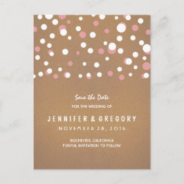 Pink Confetti Lässig und romantisch Save the Date Ankündigungspostkarte
