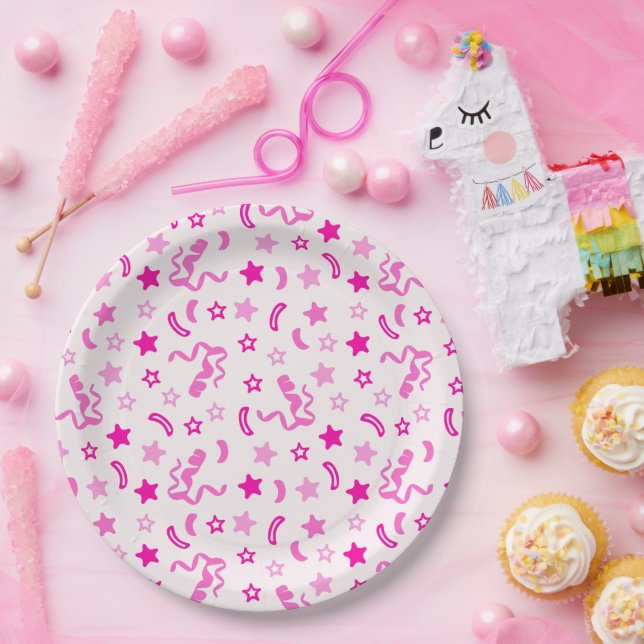 Pink Confetti Pappteller (Party)