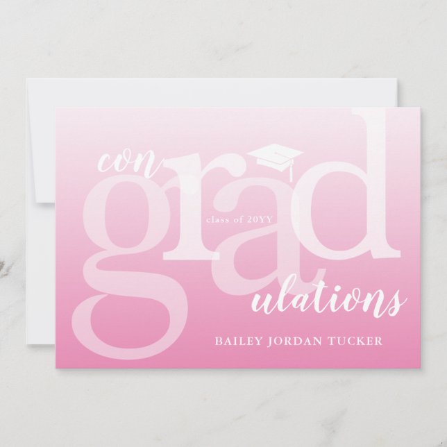 Pink ConGRADulationen Abschluss Glückwunsch (Vorderseite)