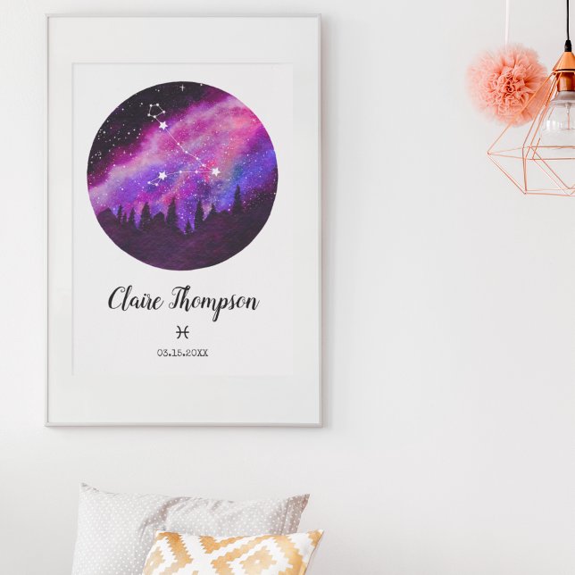 Pink Constellation Pisces Horoskop Sign Geschenk Poster (Von Creator hochgeladen)
