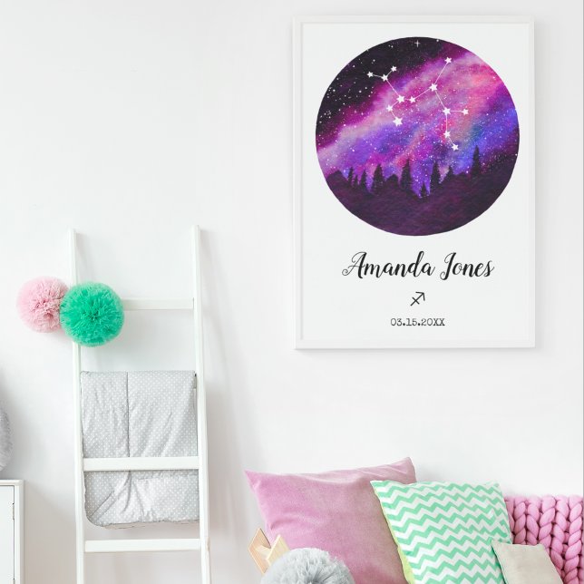 Pink Constellation Sagittarius Horoskop-Zeichen Poster (Von Creator hochgeladen)