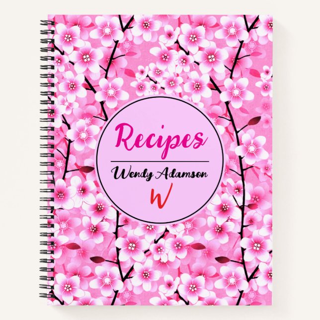 Pink Cookbook Geschenk für sie | Bestes Blumenreze Notizbuch (Vorderseite)