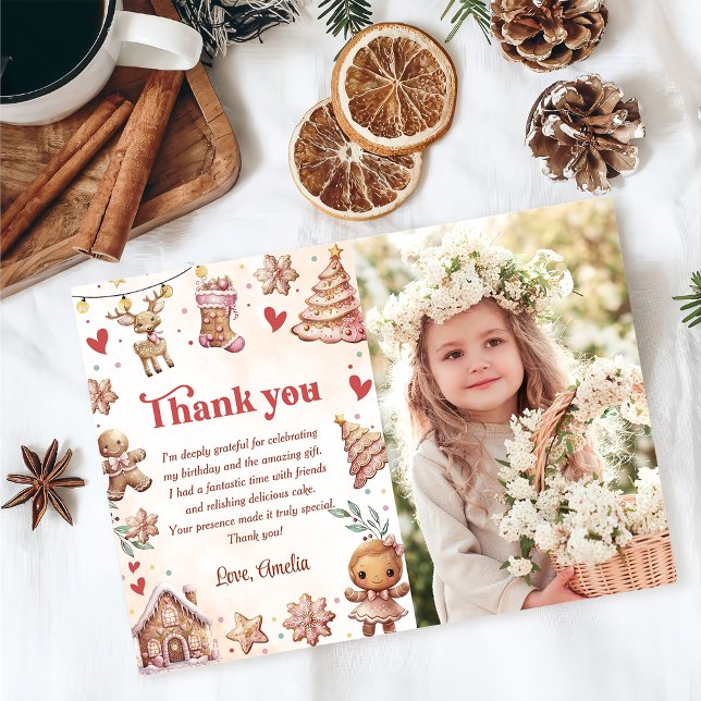 Pink Cookie Weihnachten Geburtstag FotoDanke Karte (Von Creator hochgeladen)