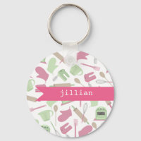 Pink Cooking Themed Personalisiert Schlüsselanhäng