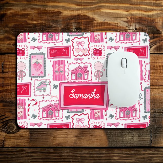 Pink Coquette aesthetic girly whimsical pattern Mousepad (Von Creator hochgeladen)