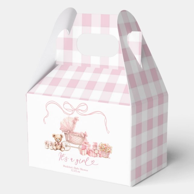 Pink Coquette Baby Carriage Boy Baby Shower Favor Geschenkschachtel (Vorderseite)