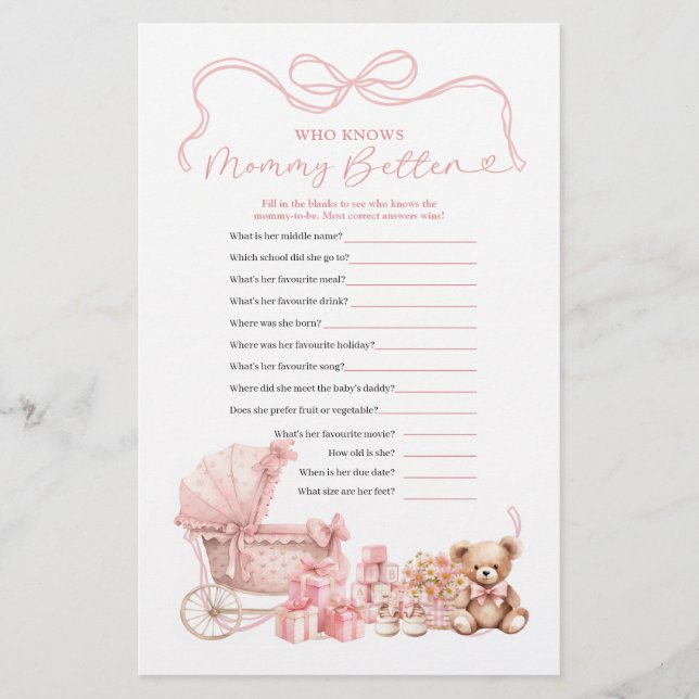 Pink Coquette Baby Carriage Who Know Mommy Better (Vorderseite)