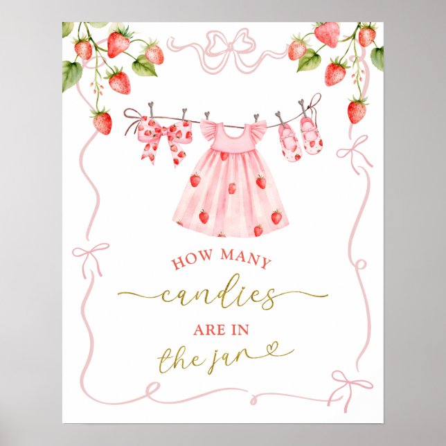 Pink Coquette Baby Clothes Berry Sweet Game Sign Poster (Vorne)
