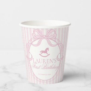 Pink Coquette-Bogen Schaukelpferd Geburtstagsfeier Pappbecher