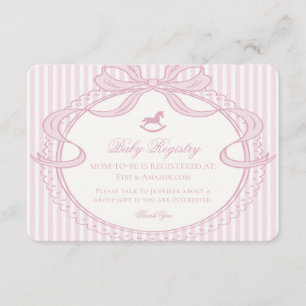 Pink Coquette-Bogen-Schaukelpferd-Registry Begleitkarte