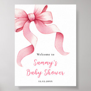 Pink Coquette Bow Baby Dusche Begrüßungszeichen Poster