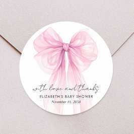 Pink Coquette Bow Baby Girl Dusche Vielen Dank Runder Aufkleber