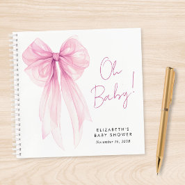 Pink Coquette Bow Baby Girl Showroom Gästebuch Notizbuch
