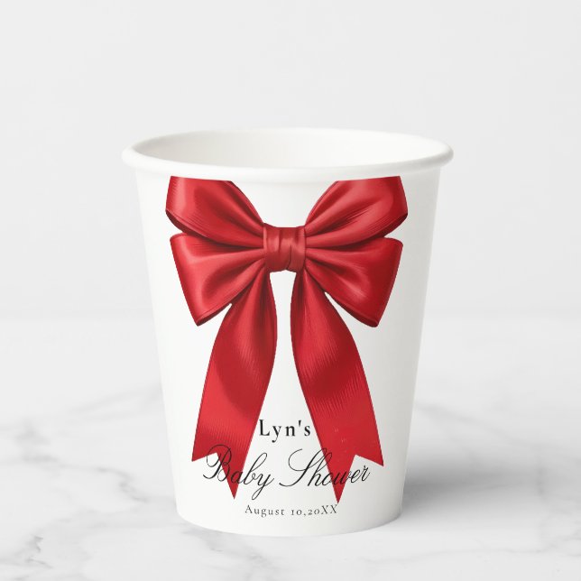 Pink Coquette Bow Baby Shooting Paper Cup Pappbecher (Vorderseite)