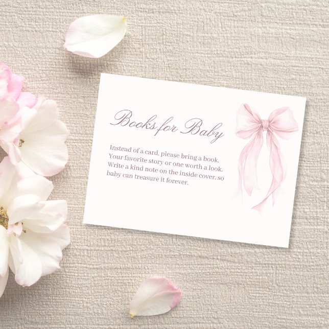 Pink Coquette Bow Baby Shower Baby Books Card Begleitkarte (Pink Coquette Bow Books for Baby Card)