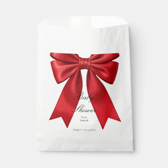 Pink Coquette Bow Baby Shower Girl Gefallen Beutel Geschenktütchen (Vorderseite)