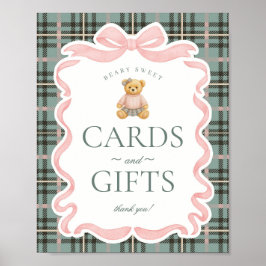 Pink Coquette Bow Bär Plaid Karten & Geschenke Poster