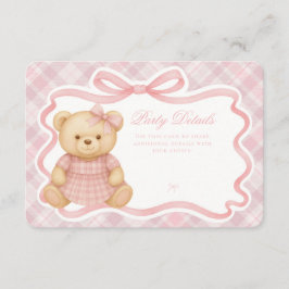 Pink Coquette Bow Bear Tartan Plaid Details Card Begleitkarte