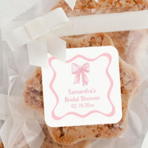Pink Coquette Bow binden das Brautparty des Knoten Quadratischer Aufkleber