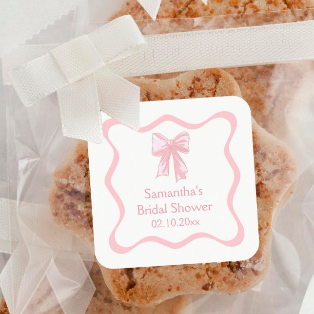 Pink Coquette Bow binden das Brautparty des Knoten Quadratischer Aufkleber (Von Creator hochgeladen)
