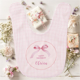 Pink Coquette Bow Birthday Girl Babylätzchen