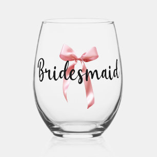 Pink Coquette Bow Bridesmaid Trinkbehälter Set Weinglas Ohne Stiel