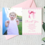 Pink Coquette Bow Custom Picture Birthday Party Dankeskarte<br><div class="desc">Dies ist eine elegante rosa Coquette Bow Custom Picture Birthday Party Danke Karte!</div>