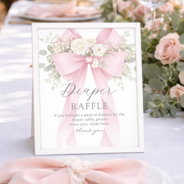 Pink Coquette Bow Diaper raffle Baby shower Poster (Von Creator hochgeladen)