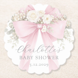 Pink Coquette Bow Floral Baby in bloom baby Shower Untersetzer