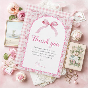 Pink Coquette Bow Geburtstag Danke Karte