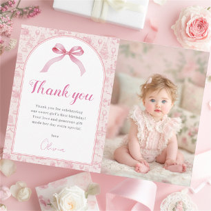 Pink Coquette Bow Geburtstagsgeschenk Foto Danke, Einladung