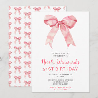 Pink Coquette Bow Geburtstagsparty Einladung