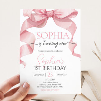 Pink Coquette Bow Geburtstagsparty Einladung